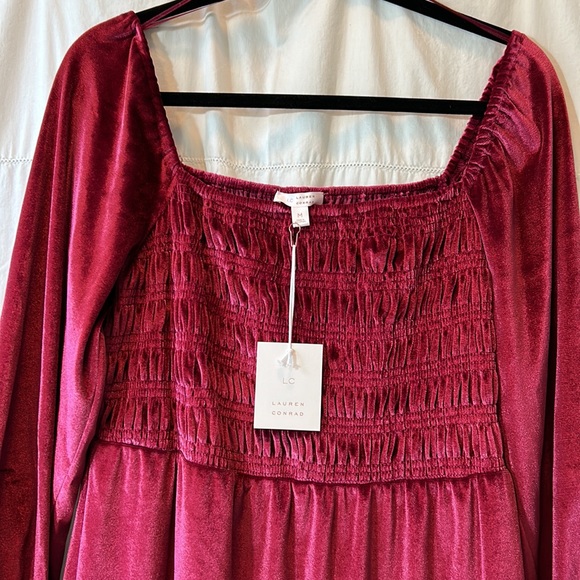 🆕 LC Lauren Conrad Burgundy Dress - Picture 2 of 11